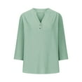 thumbnail image 3 of Blouses for women dressy casual Linen Soft Clothing XXXL Green womens blouses, 3 of 4