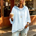thumbnail image 6 of Hueook Fall Hoodies for Women Striped Print Drawstring Long Sleeve Casual Sweatshirt with Pockets Sky Blue L, 6 of 9