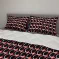 thumbnail image 2 of Abstract Comforter & Sham Bedding Set, Composition of Round Shapes and Curving Vertical Streaks, 3 pcs Duvet Set Microfiber Filling Quilt, 5 Sizes, Coral Slate Blue, by Ambesonne, 2 of 4