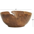 thumbnail image 3 of DecMode 11" Handmade Round Brown Teak Wood Decorative Bowl with Natural Grooves, 3 of 8