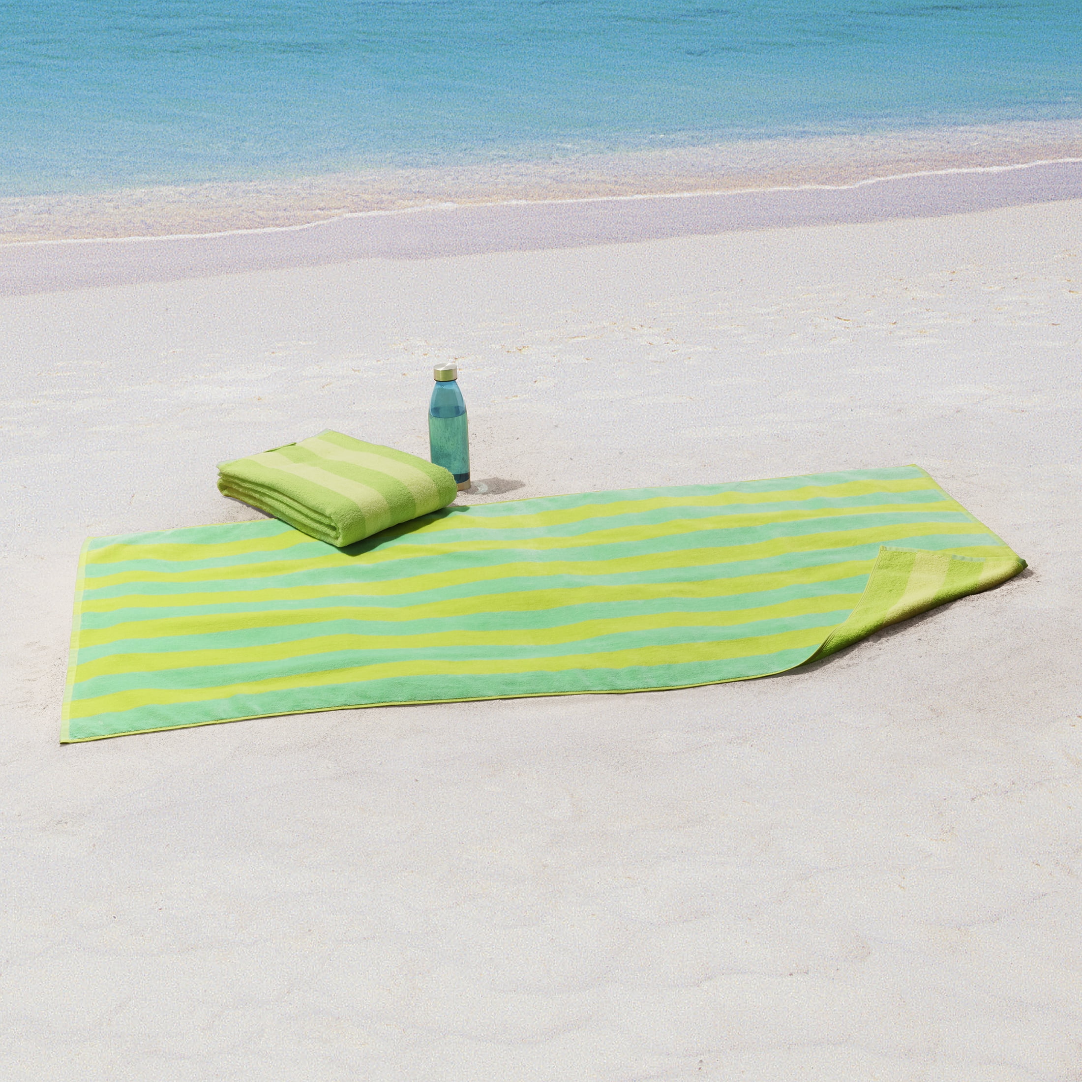 Mainstays Cabana Striped Lemon & Lime Cotton-Blend Beach Towels (2 Count)
