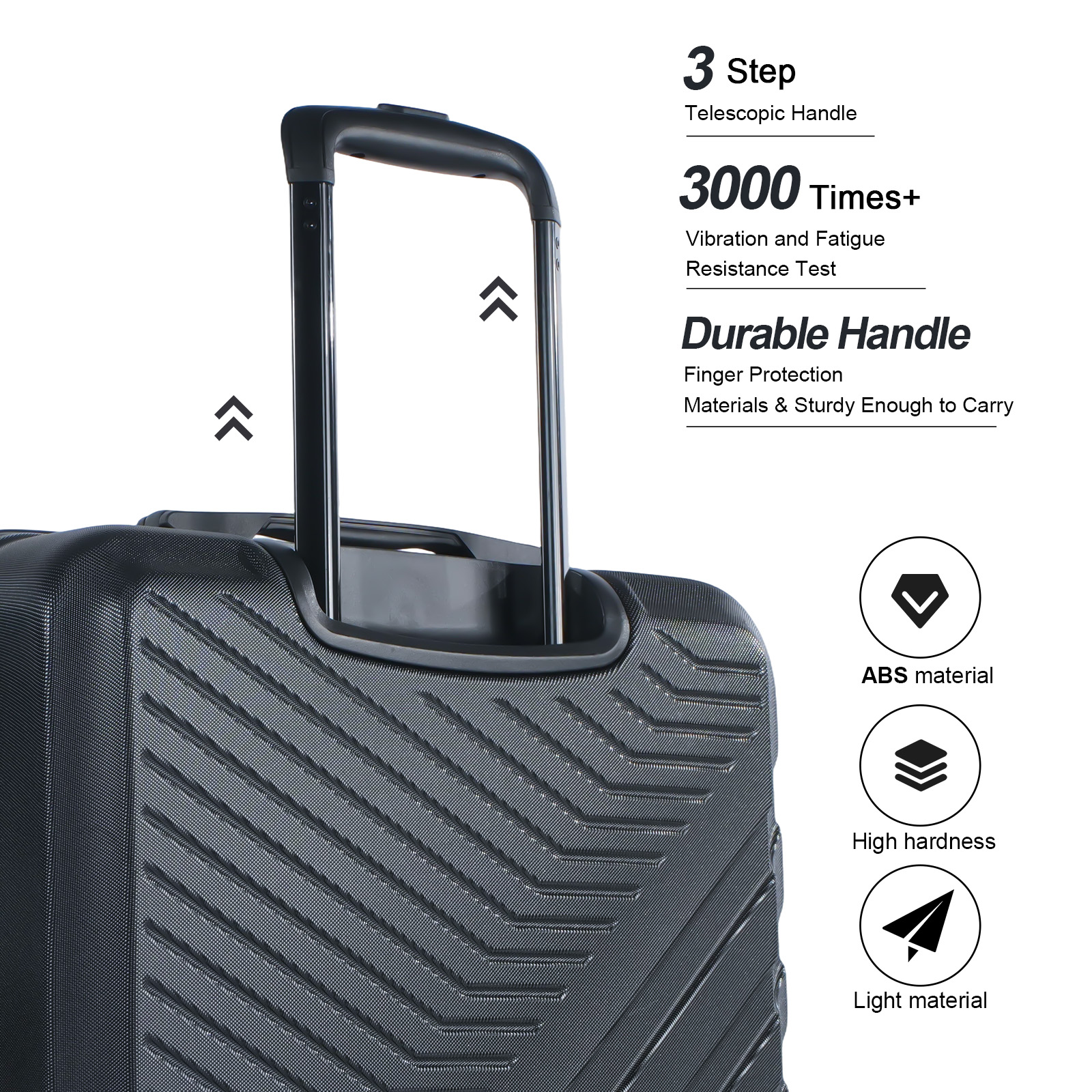 Travelhouse 3-Piece Hardside Luggage Set with TSA Lock Spinner Wheels, Black photo 6