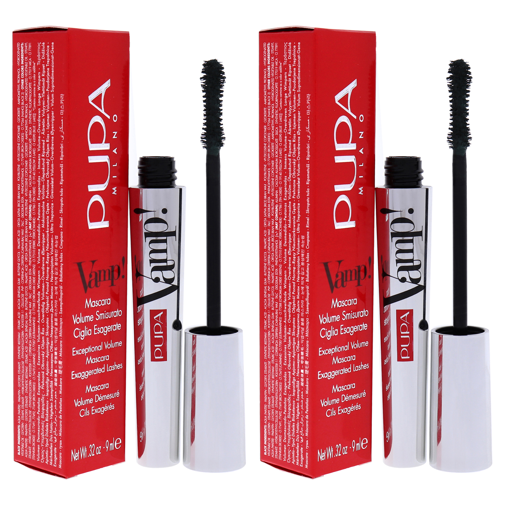 Pupa Milano Vamp! Mascara - 504 Military Green - Pack of 2 - 0.32 oz Mascara