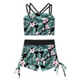 thumbnail image 5 of YONGHS Girls 3 Piece Rash Guard Tankini Set Floral Bikini with Long Sleeve Zip Shirt Swimwear Bathing Suit Black-B 10, 5 of 7