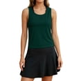 thumbnail image 2 of Split Open Back Tank Tops for Women Workout Athletic Gym Casual Crewneck Sleeveless Shirts Activewear Sports Gym Top Army Green S, 2 of 8