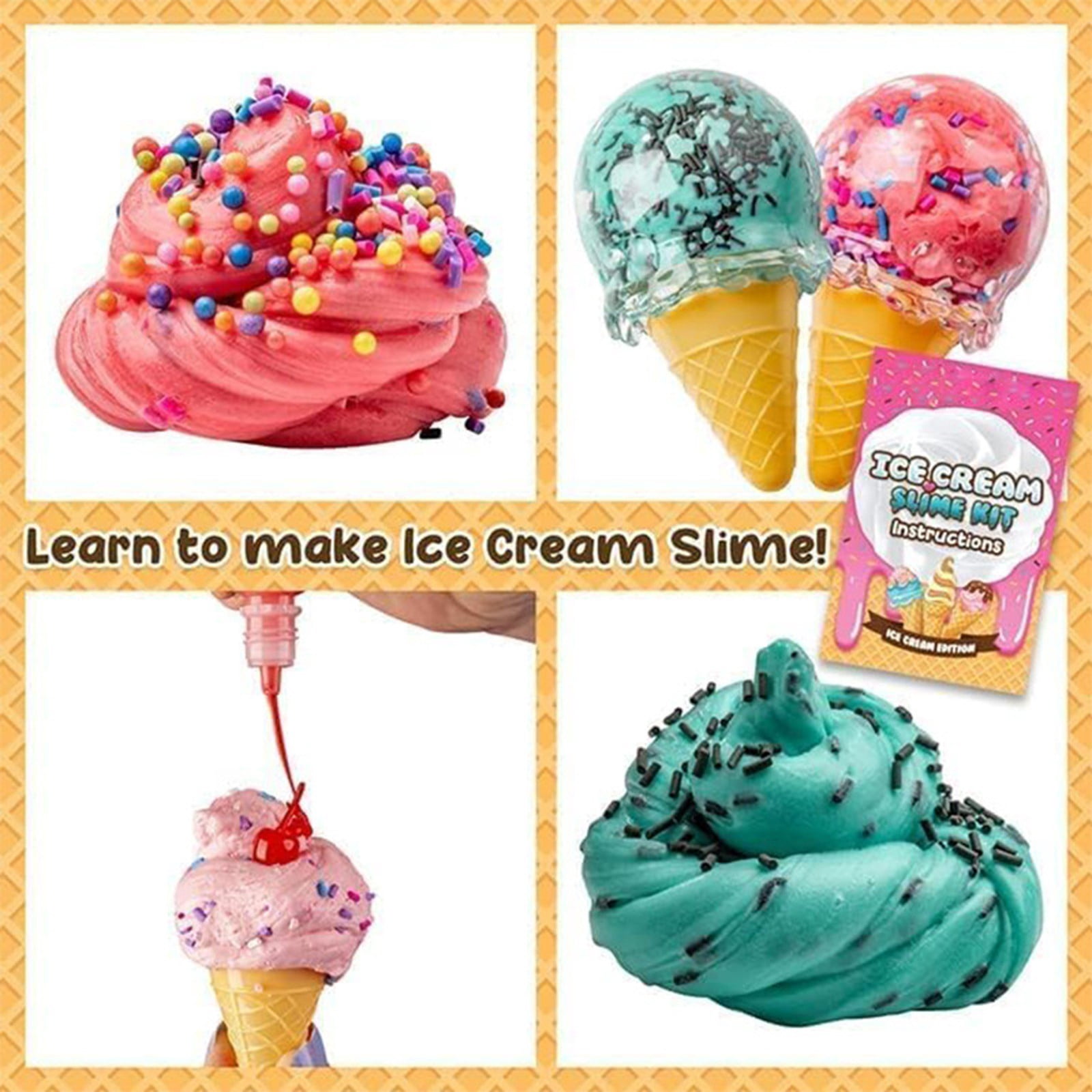 Fluffy Butter Slime Kit for Girls, ELFINDEA Ice Cream Slime Making Kit DIY Yummy Cake Fruit Candy Scented Slime with Berry Donut Charms Candy Sprinkles Stuff Kids Slime Gift Toys