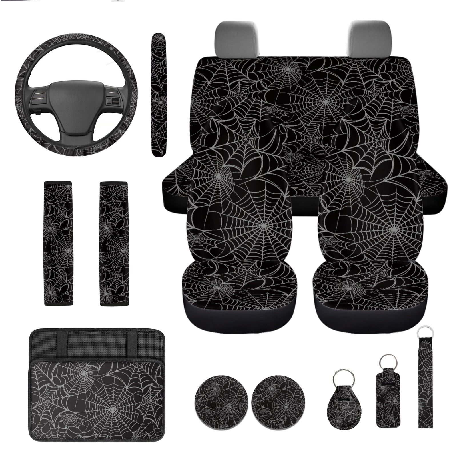 YEXIATODO Rooster Pattern Car Seat Covers Full Set With Steering Wheel Cover & Accessories – Universal Fit