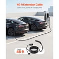 thumbnail image 3 of KFFKFF EV Charger Extension Cable for Tesla, 48Amp 40 ft Max 240V 11.52 kW with NACS Plug, EV Extension Cord for Level 1/2 Mobile/Wall Connector/Destination Charger, Compatible with Model Y/X/3/S, 3 of 9