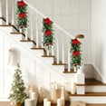 thumbnail image 6 of 20 Inch Artificial Christmas Teardrop Door Swag, Decorated With Holly Leaves, Red Flowers, Yellow Berries And Red Berries，Winter Wall Ornament For Front Door Porch Entryway, 6 of 6