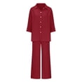 thumbnail image 5 of Pyhlmscde Women's Long Sleeve Shirts Wide Leg Pant Matching Set Outfits, Lounge Sets for Women, Fall Clothes for Women, Two Piece Sets for Women, 5 of 6
