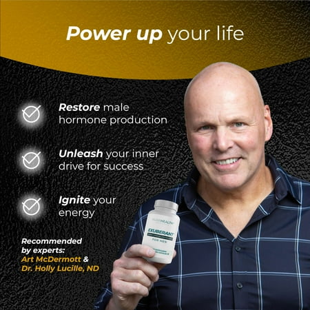Testosterone Booster Exuberant for Men by PureHealth Research, 6 Bottles