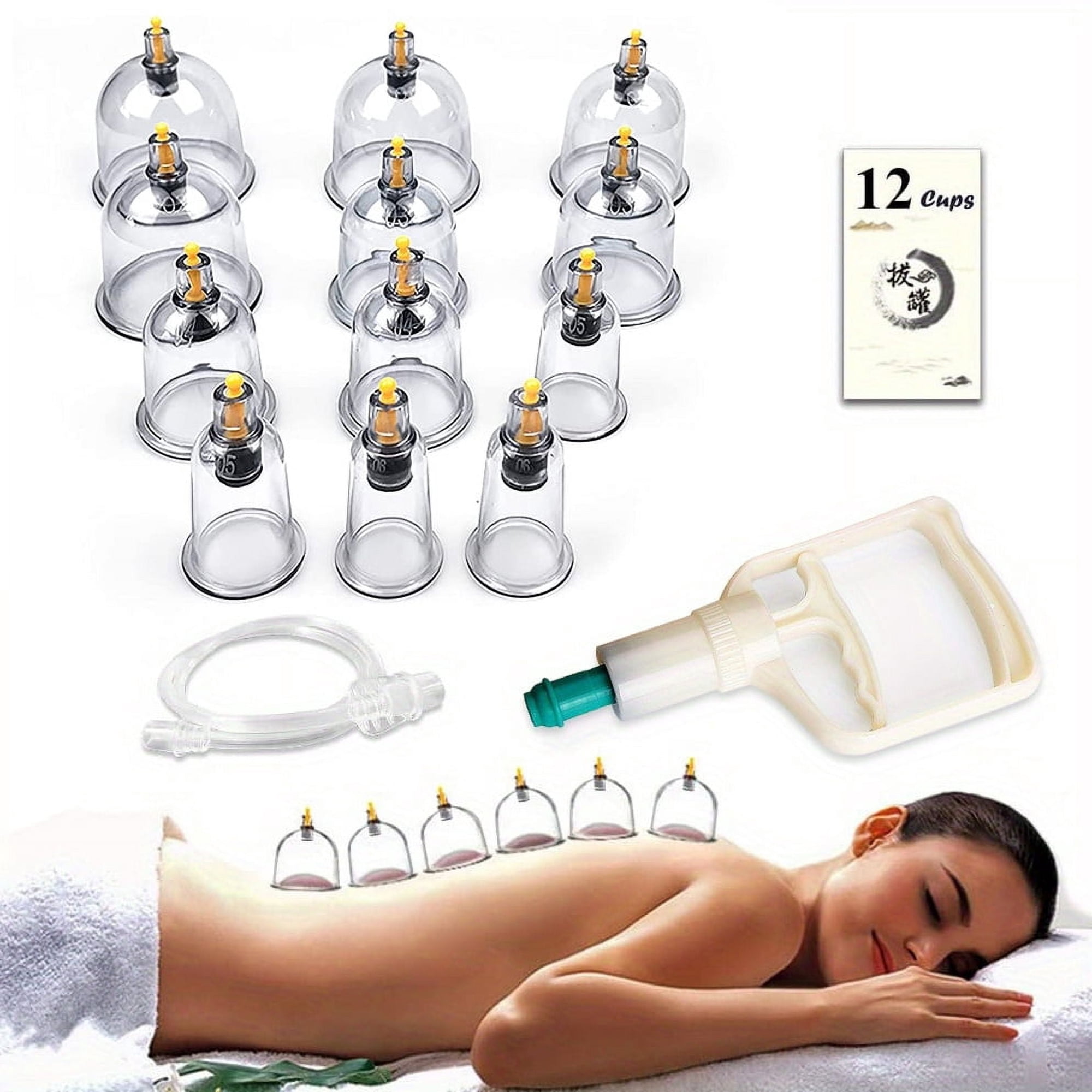 XIRQI 12/24Pcs Cupping Therapy Set Cupping Set with Pump Vacuum Suction Cups for Body Relex Cupping Kit for Massage Chinese Acupoint Physical Cupping Therapy