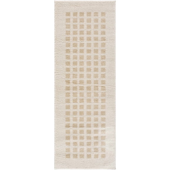 Boutique Rugs Baback Contemporary Runner Rug - Machine Washable - Peach, Beige - 2'7" x 7'3" Runner