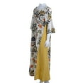 thumbnail image 4 of KOMOO Women's Oversized Linen Dress Retro Floral Patchwork Dress Half Sleeve Swing Long Dress, 4 of 7