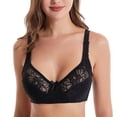 thumbnail image 5 of Bigersell Full-Coverage Bras for Women Plus Size Lace V-Neck Wireless Bra Ladies Bras No Underwire Push up Padded Bra Comfort Soft Bra for Everyday Wear Full Figure Bra G-6-Black 95D, 5 of 7