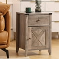 thumbnail image 3 of Tolead Barnwood Rustic Nightstand with Charging Station, Weathered Oak Style, Gray, 2 Pcs, 3 of 7