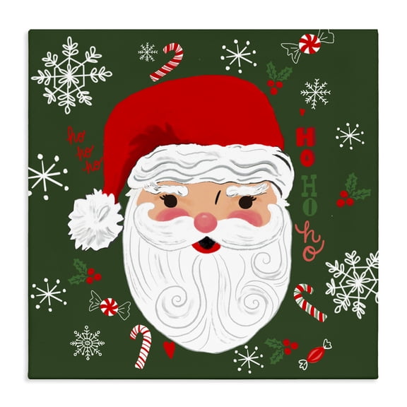 Stupell Industries Cottage Jolly Santa on Green Canvas Art, 24 x 24, by Sharon Lee
