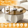 thumbnail image 5 of 27.5 Inches/31.5 Inches Round Coffee Table, Tempered Glass Top Mid Century Modern Coffee Table, Center Table with Wood Base for Living Room, Office, 5 of 11