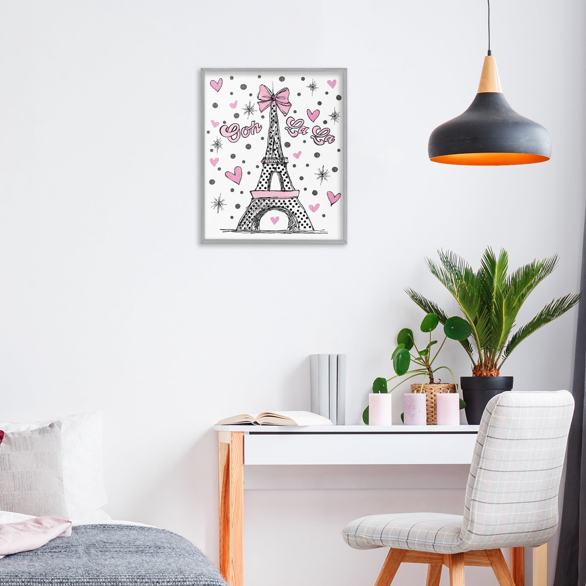 Stupell Industries Ooh La La Polka Dots Eiffel Gray Framed Giclee Art, design by Jess Stempel