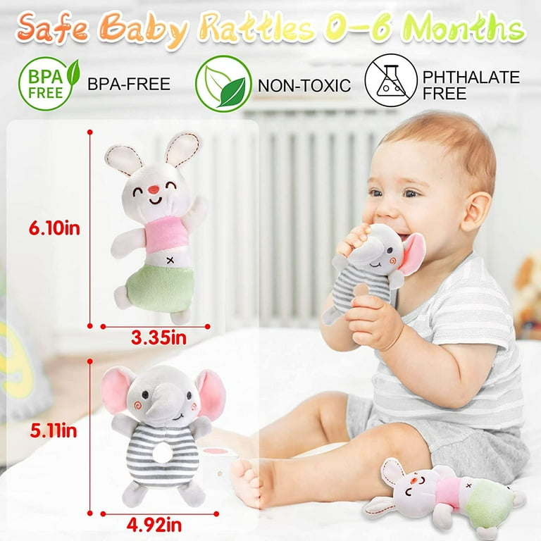 TOY Life 10PCS Baby Rattles Toys Teether Rattles- Rattle Teething Toys for  Babies- Grab Shaker and Spin Rattle for Babies - Baby Chew Toys for 0 3 6 9  12 Month Newborn Infant Baby 