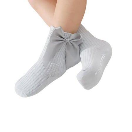 

Binpure Kids Cotton Socks Baby Anti-Slip Medium Tube Socks with Bowknot