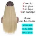 thumbnail image 4 of Extensiones de cabello sintético sin clip AZQUEEN, negro, rubio, largo, liso, con alambre de pescado secreto, postizo resistente al calor para mujer, 4 of 5