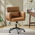 thumbnail image 7 of 360-Degree Swivel Leather Deskchair with Wheels Adjustable Height for Home Office Bedroom Camel, 7 of 7