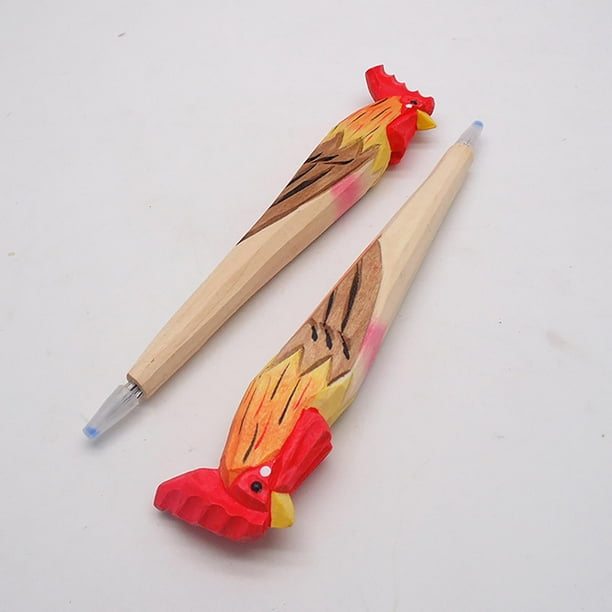 Oficina y papelería, Accesorios de escritorio, Material de oficina, Bolígrafo de madera tallado, Papelería, Bolígrafo tecnológico de madera, 10 ml, Bolígrafo animal