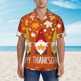thumbnail image 2 of Fotbe Happy Thanksgiving Three Gnomes Camisa Hawaiana para Hombre Unisex – Camisa Casual de Verano con Botones de Manga Corta de Algodón y Lino,3X-Large, 2 of 7
