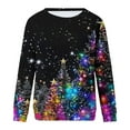 thumbnail image 5 of Womens Christmas Tops Xmas Tree Printed Long Sleeve Crewneck Loose Graphic Sweatshirts Holiday Festive Tops (XL, Purple 02), 5 of 5
