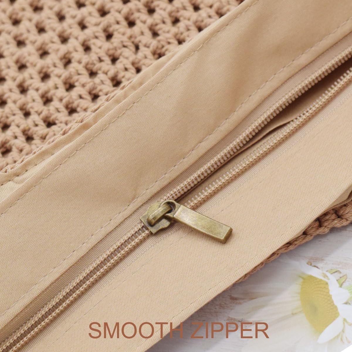 CAILDANL Boho Crochet Summer Handbag Handmade Cotton Rope Knit Shoulder Bags for Women Bohemia Tote for Travel