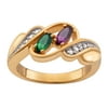 Personalized Couple's Marquise Birthstone Ring with Two-tone Accent