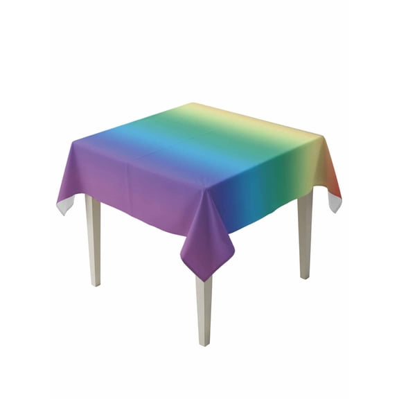 Rainbow Colors Ombre Cream Suqare Tablecloth - 54 x 54 Inch, Modern Abstract Art Aesthetics Waterproof & StainResistant Tablecloth, Oil-proof Table Cover for Dining/Party/Wedding/Camping/Buffet