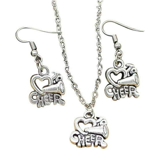 Sportybella Cheer Earrings & Necklace Set - Cheer Jewelry for Cheerleaders, Cheer Teams, Cheer Moms, and Cheer Coaches