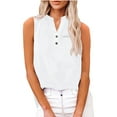 thumbnail image 6 of Pxiakgy Linen Tank Tops for Women,Henley Sleeveless Tops Casual Summer Loose Fit T Shirts Solid Color Tunic Tank Tops V Neck Tee Loose Button Shirt Top Stand Solid Color Collar Shirt White Xl, 6 of 9