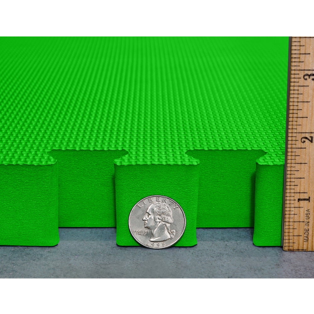 Meister X-THICK 1.5" Interlocking EVA Foam Mats - 2X Cushion for Wrestling, MMA Takedowns & Gymnastics - 2'x2' Tiles - Green - 25 Tiles (100 Sqft)