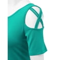 thumbnail image 4 of Made by Johnny Women's Loose Short Sleeve Strappy Cold Shoulder Top XXL JADE, 4 of 6
