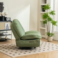 thumbnail image 4 of Leather Power Swivel Glider Lounge Chair with USB Port and Bluetooth, Modern Upholstered Single Sofa Chair with Different Model and Phone Holder, Multifunctional Armless Sleeper Recliner Chair, Green, 4 of 9