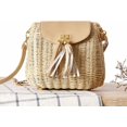 thumbnail image 2 of LinYooLi Handwoven Round Rattan Bag Beach Style Woven Shoulder Bag with Leather Strap, 2 of 4
