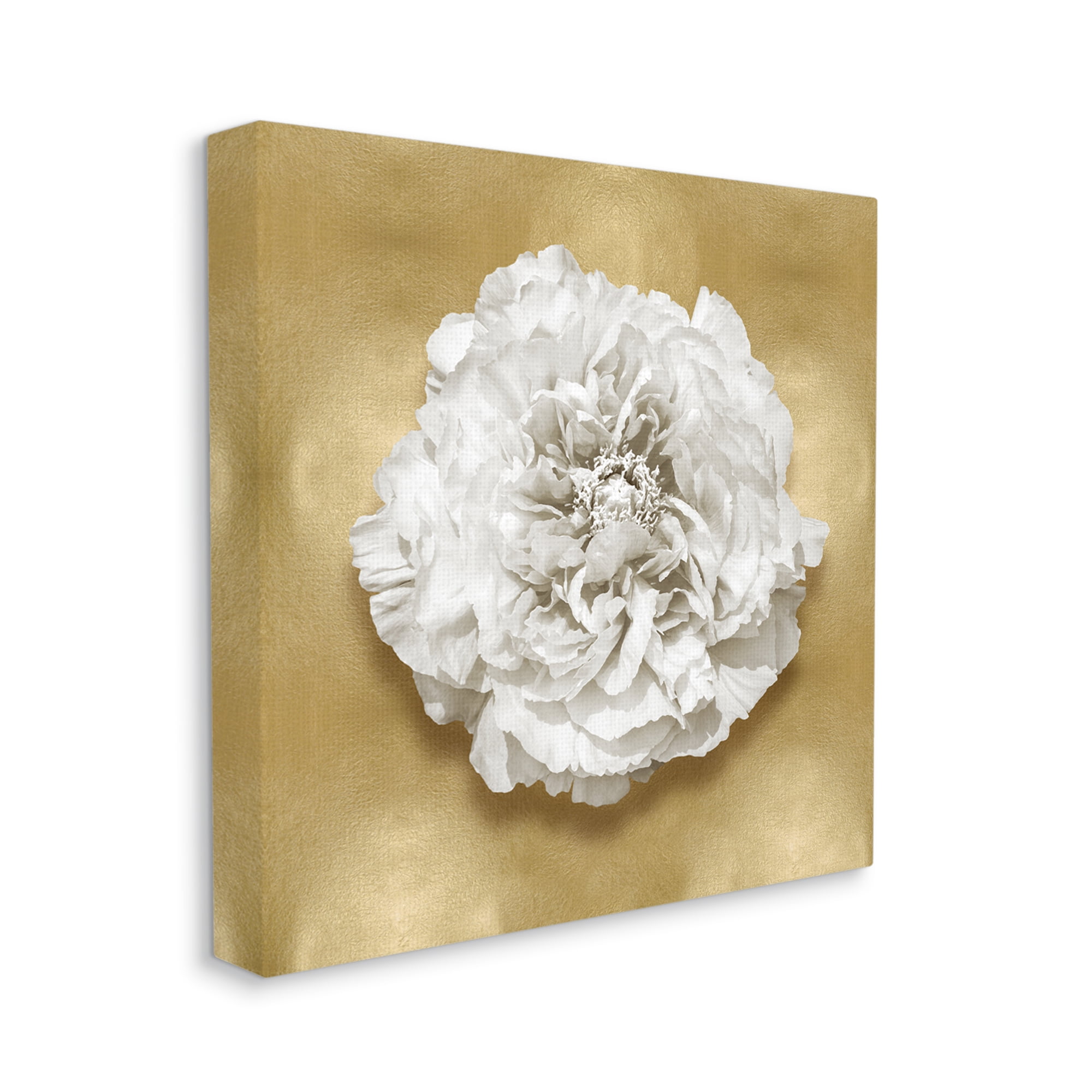 Stupell Industries Glam White Carnation Botanical & Floral Painting Gallery Wrapped Canvas Art Print Wall Art, 17 x 17
