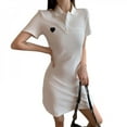 thumbnail image 3 of Robe Chemise d'Été pour Femmes Mode Mi-Longue Manches Courtes Slim Robes Rose m, 3 of 5