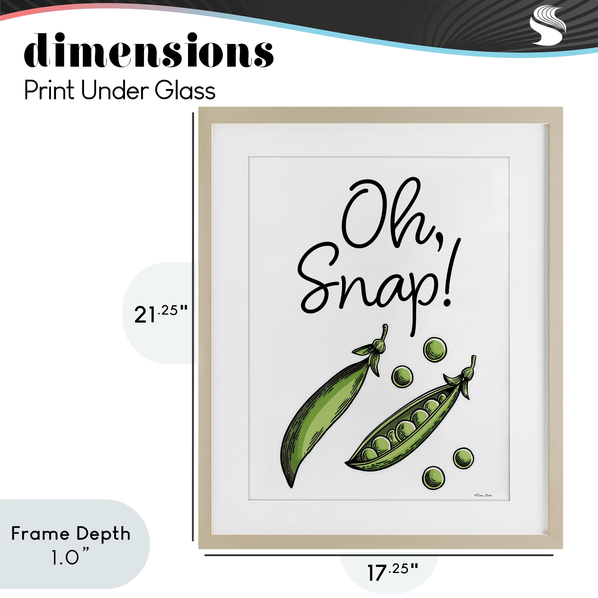 Stupell Industries Oh Snap Peas Birch Framed Print Under Glass, design by Susan Ball