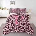 thumbnail image 3 of Homewish Ribbon Monogrammed T Full Size Comforter Sets for Girl, Kawaii Princess Style Bedding Comforter Set, Chic Pink Cheetah Print Reversible Bedding Sets, Breathable Home Decor, 3-Piece, 3 of 8