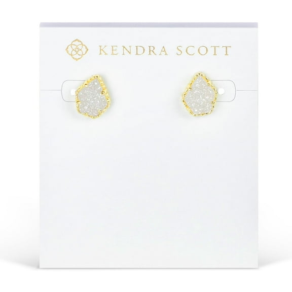 Tessa Stud Earrings in Iridescent Drusy and Gold Plated