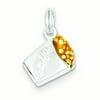 925 Sterling Silver Enameled Popcorn Box Charm Pendant Necklace Jewelry Gifts for Women - 1.8 Grams