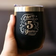 thumbnail image 3 of Bevvee Insulated Wine Tumbler 12 oz Cheers 5 Years Gifts for a 5th Anniversary Celebration Tumblers, 3 of 4