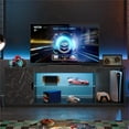 thumbnail image 5 of Bestier LED TV Stand for 60/65 inch TV PS5 Gaming Entertainment Center for TVs with Storage Cabinet for Living Room, Black Marble, 5 of 12