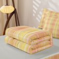 thumbnail image 5 of Castle Fairy Minimalist Watercolor Plaid Zipper Queen Comforter Set with Fitted Sheet and 2 Pillowcases,Retro Faded Check Zipper Bedding Set,Apricot Pink Yellow,Reversible, 5 of 7