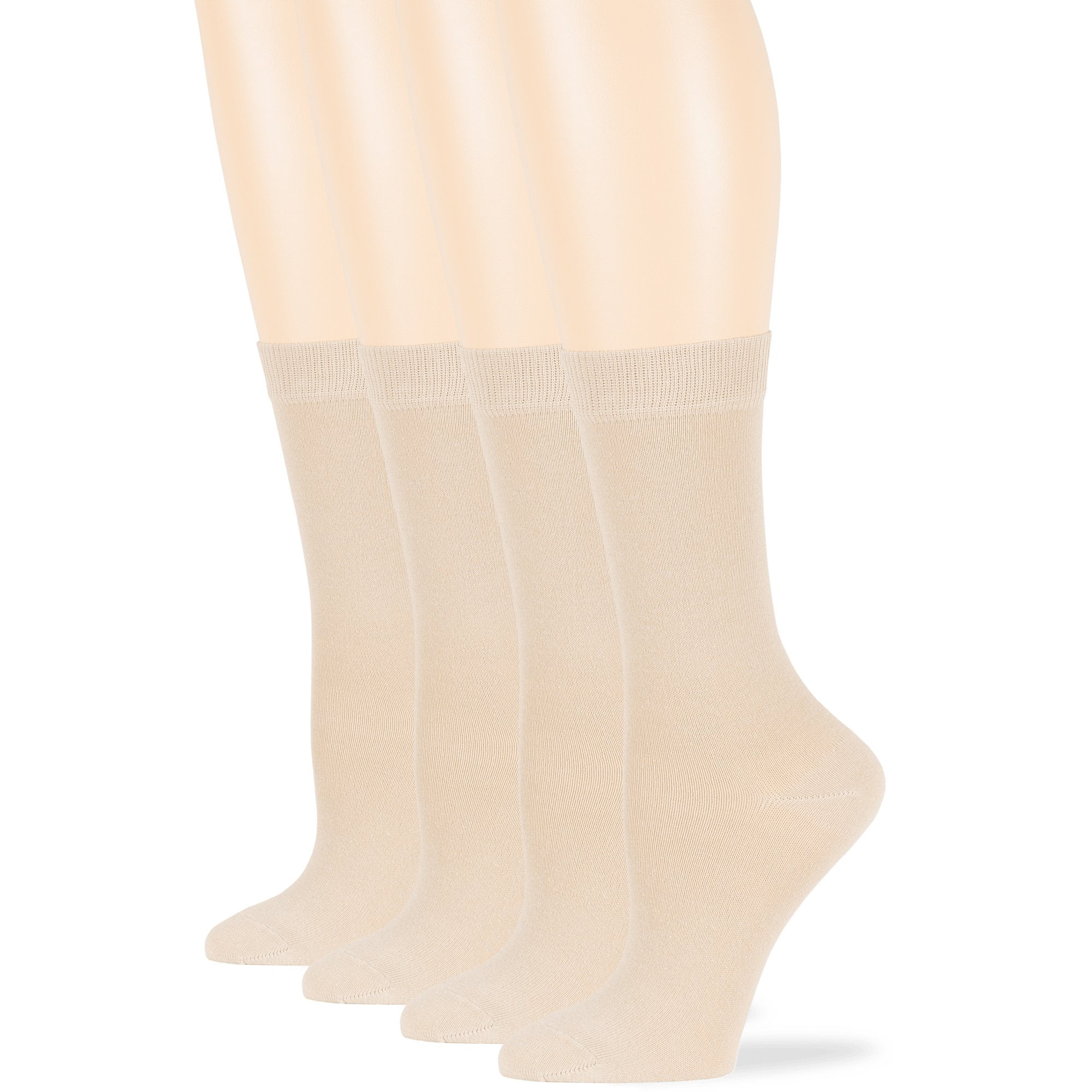 7BIGSTARS KINGDOM Womens Cotton Casual Crew Socks, Light Beige, Large 1012, 4 Pack Walmart