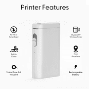 Core Innovations Wireless Bluetooth Portable Label Maker with Built-in Cutter and Starter Rolls